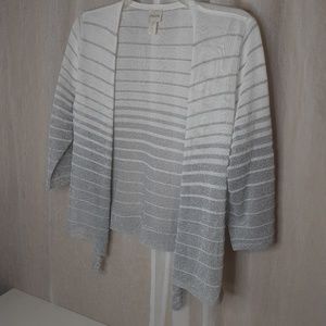 Chico's Silver and White Metallic Formal Sweater